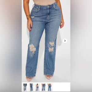 New Fashion Nova High Rise Blue Distressed Jeans